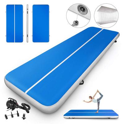 China Blue Color Gymnastic Air Track Gym Inflatable Water Mat Floating Yoga Mat for sale