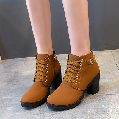 China Other winter boots for women 2021 new Martin winter strap cross short tube heel boots outdoor thick large size women boots for sale