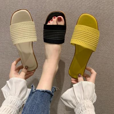 China Women's Plus Size Sandals Flight Woven Knitted Soft-soled Comfortable Casual Flat Style Summer Fashion Trend Slippers for sale