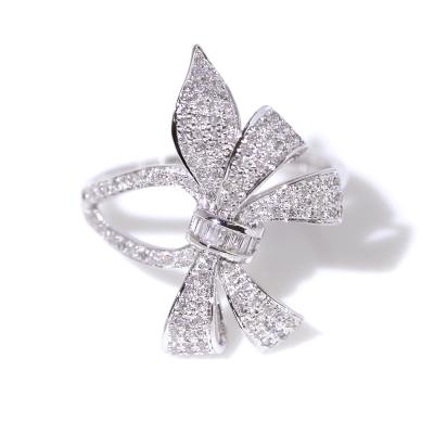 China Fashion FFT 18k White Gold Stunning Bowknot Diamond Rings For Women Jewelry for sale