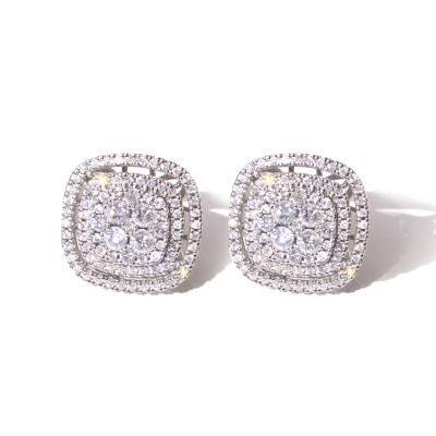 China 2021 CLASSIQUE Fashion Jewelry 18K Gold Diamond Circle Square Earrings Women En Mass for sale