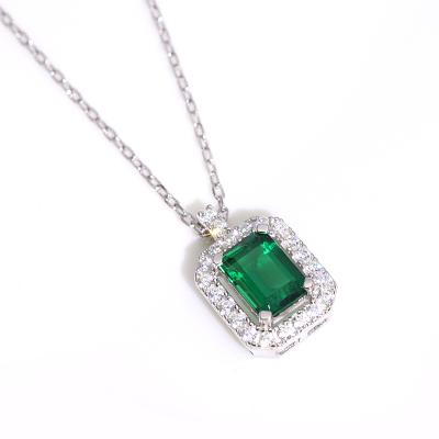 China Fashion FFT Customized Natural Square Initial Green Gemstone Pendant Necklace for sale