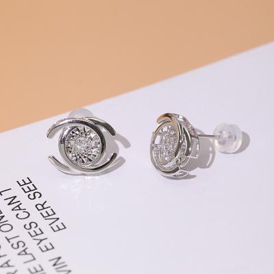 China 2020 New Cute Geometric Platinum Diamond C Letter Circle Stud Earrings For Women Basic Jewelry for sale