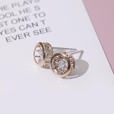 China New fashion cute gold color platinum diamond jewelry round diamond earrings for sale