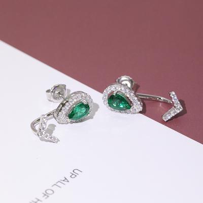 China Popular Green Zircon Jewelry Tear Drop Stud Arrow Earrings Green Stone Stud Earrings For Women Party for sale