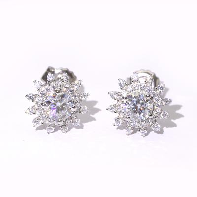 China FFT Cute Custom Natural Moissanite Sunflower Waterdrop Earrings 925 Sterling Silver for sale