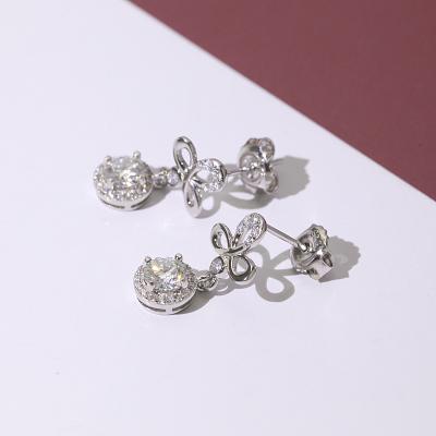 China White Sterling Silver Popular Long Round Drop Earrings For Women Luxury Fine Jewelry Gift for sale