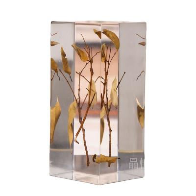 China Europe Manufacturer Acrylic Resin Tree Branch Enclosed Cube Block For Souvenir for sale