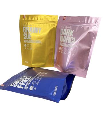 China Shiny Metallic Tangled Disposable Top Zipper Plastic Packaging Bag For Chocolate for sale