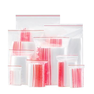 China Recyclable PE Plastic Clear Transparent Zip Lock Bags, Self Closing Poly Without Printing Zipper Food Storage Bags for sale