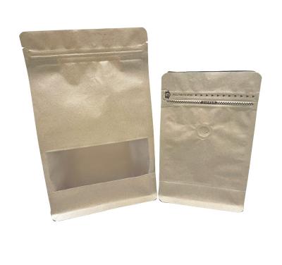 China Custom Moisture Proof Sizes Doypack Zip Lock Flat Bottom Coffee Food Packaging Kraft Paper Bag With Valve for sale