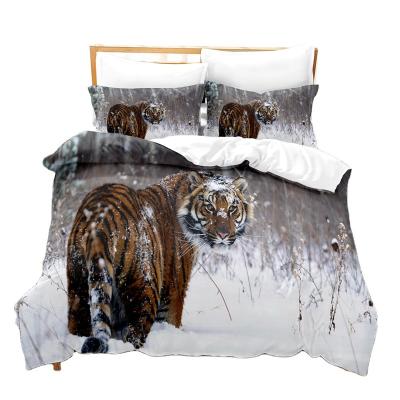 China Factory Direct Home Supply Comforter 3D Printed Single Animal Bedding Set Nondisposable 100%polyeter Cover Size140x200cm Tiger Lion for sale