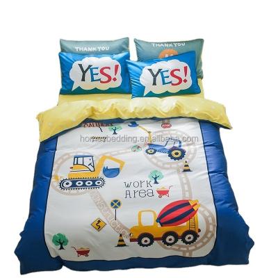 China High Quality Folded Lovely Homes Bedding 3 Pieces Cartoon Printed Super Soft Luxury Cotton Kids Bedset for sale