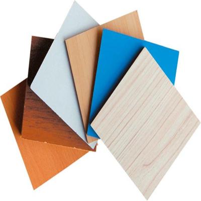 China Laminate 0.8mm 0.4mm high grain Decorative16mm solid colors melamine fireproof glossy wood panel furniture hpl coated plywood for sale