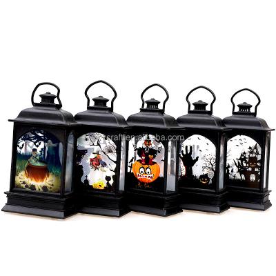 China New Arrival Plastic Halloween Candle Lantern Decoration Led Lamp Tower Table Ornament Candle Pumpkin Lantern Hanging Decor for sale