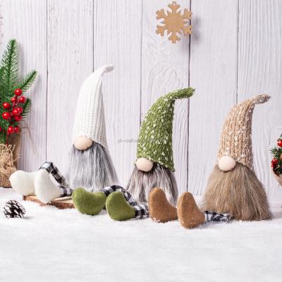 China Christmas 2022 Christmas Holding Stuffed Handmade Nordic Plush Gnome Elf Figurine Ornaments Faceless Gnome Doll With Long Leg for sale