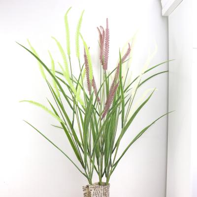 China Home Handmade Green Bristlegrass With 9 Heads Single Branch Artificial Flowers Plants Preserved Flowers Grass Wedding Home Decor for sale