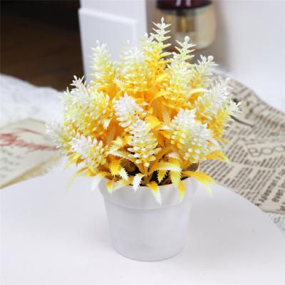 China Small Bonsai Plant Room Decor Artificial Potted Home Garden Wedding Plastic Mix Color Plant Pineapple Needle Pine Pot Flower Decor for sale