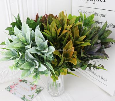 China Custom Wholesale Home Greenery Leaves Picks Plastic Faux Artificial Flowers For Home Decor Plastic Fake Plants Garden Porch For Decor for sale