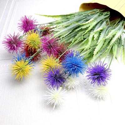 China Artificial Flowers Home Wholesale Simulation Thistle Globe Echinop Plastic Flower For Table Decor Faux Flowers For Wedding Home Decor for sale