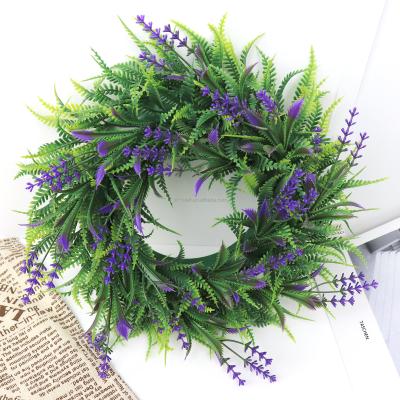 China Home 2022 Artificial Flowers Braid Wall Decor Preserved Flower Garland Hanging Ornament Handmade Plastic Purple Base Garland Decor for sale