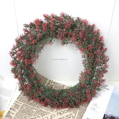 China Hot Factory Sale Wedding Garland Decor 40CM Plastic Low Flowers Home Weave Circle Ring Preserved Flowers Wreath Hanging Decor for sale