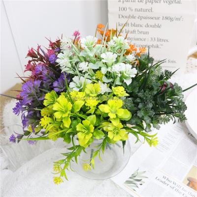 China Factory direct sale cheap plastic flower artificial flowers home party wedding hotel decoration 7 head with 6 color Faux flowers for sale