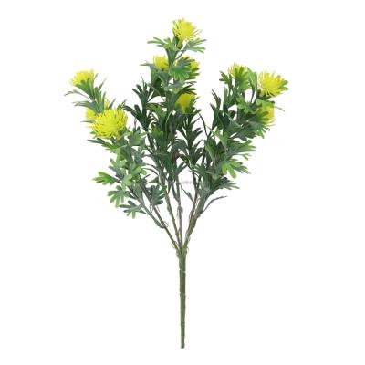 China Artificial flower leaf 10 home dining table flower decoration handmade chrysanthemum green plastic leaf green for sale