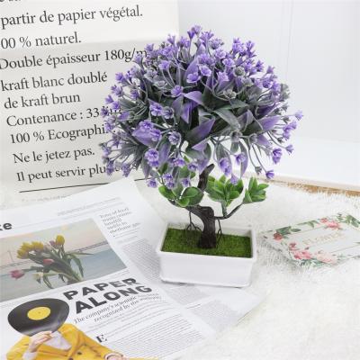 China Artificial flower simulation home decor bonsai greenery hydrangea office decor plant potted plastic handmade colorful faux home small for sale