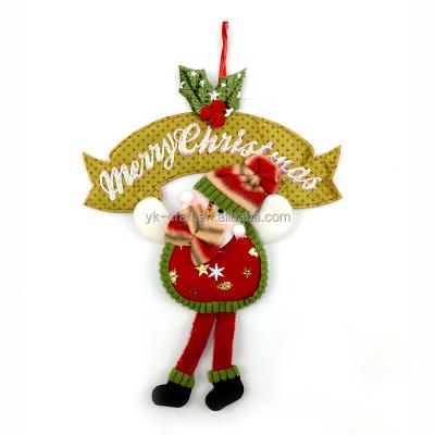 China Christmas Tree Cloth Fabric Small Hanging Decoration Embroidered Tree Art Pendant Santa Dolls Christmas Ornament Hanging Door Decor for sale