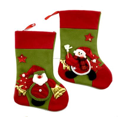 China Cloth Cloth Long Santa Pattern Stocking Wall Door Stocking Hanging Wholesale Christmas Decor Art Ornaments Cartoon Christmas Stockings 33CM for sale