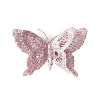 China New 6 Inch Retro Cute Plastic Butterfly Clip Decorative Butterfly Christmas Ornaments Christmas Tree Decoration Snap Clip for sale