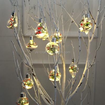 China Wholesale Plastic Xmas Tree Decoration Glass Baubles Christmas Hanging Clear Ball Baubles Transparent Baubles With Led Light for sale