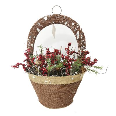 China China Factory Christmas Basket With Weaving Rope Led Berry Basket Table Decor Hanging Straw Rope Basket For Light Yarn Packing for sale