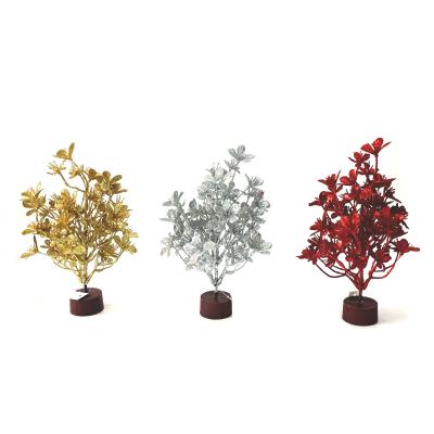 China Floral Decor Mini Tree With Circle Handmade Plastic Table Base Mini Tree Christmas Glitter Plant Artificial Glitter Christmas Wholesale for sale