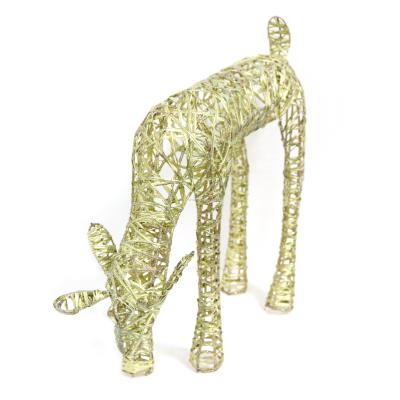 China Wholesale Christmas Artificial Reindeer Decoration Christmas Yarn Glitter Gold Deer Ornament Handmade Deer For Table Ornament for sale