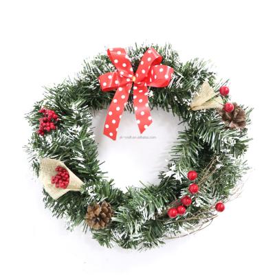 China Factory Direct Plastic Christmas Wreath PVC Garland With Wire Base Artificial Plastic Garland Decor Spray White Snow for sale