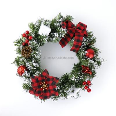 China Wholesale Plastic Christmas Wreaths and Garlands Christmas Door Braids Hanging Decor Black Red Checked PVC Artificial Braids for sale