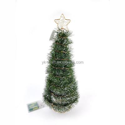 China Christmas Yarn Pine Needle Stand Christmas Tree LED Light Tree Table Decoration with Battery Christmas Decor Artificial Weeding Home Tree for sale