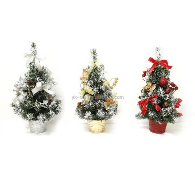 China New Design Artificial Christmas Trees Gold Christmas Tree Pots PVC Green Plastic Snow Tree Table Outdoor Indoor Decor for sale