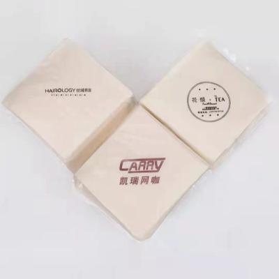 China Disposable Unbleached Fast Food Customized Disposable Logo Sanitary 230x230mmx 2 Layer Napkins for sale