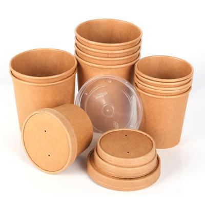 China Disposable Craft Paper Soup Bowl Eco Friendly Bamboo Fiber 8 12 16 26 32oz Soup Cups With Lid for sale