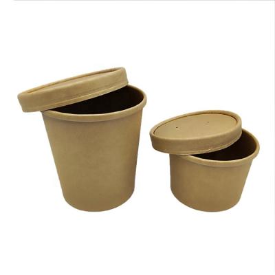 China Biodegradable Disposable Kraft Paper Food 26oz Disposable Hot Soup Bowl With Lid Soup Cup for sale