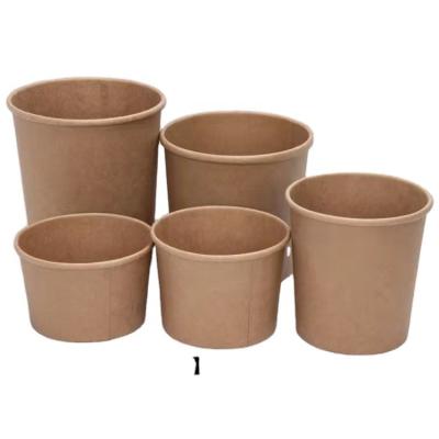 China Customized Disposable Kraft Paper Takeout Soup Bowl With Lid Soup Rice Paper Water Bowl for sale