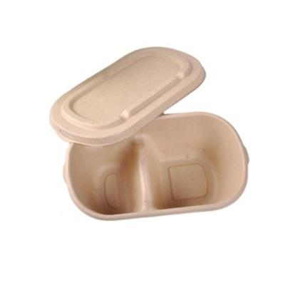 China Disposable Degraded Food Store 1000ml 2 Compartments Food Box With Lid for sale