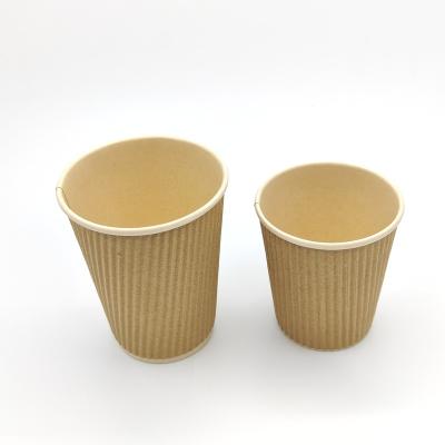 China Amazon Eco-friendly Disposable Top Sale 4oz 7oz 8oz Corrugated Double Wall Heat Insulation Paper Tea Coffee Drink Cups for sale