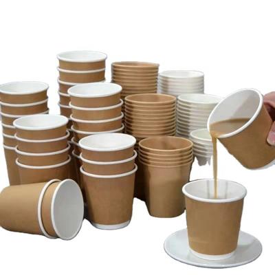 China Eco-friendly disposable catering kraft paper Double Wall Heat Insulation Corrugated Hot Drink Paper Coffee Cups for sale