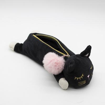 China Zipper Closure Custom Girl Plush Stuffed Animals Black Cat School Bag Cut Out Bag Lovely For Girls for sale