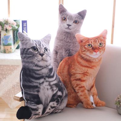 China Hotsale viable stuffed soft cat plush sublimation printing animal plushies toys lifelike cat shaped plush stuffed pillow for sale