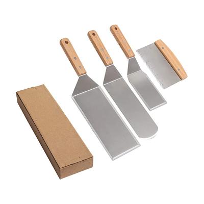 China Eco-Friendly Sustainable Products Metal Stainless Steel Cookware Set Stainless Steel Spatula Griddle Scraper For BBQ Kitchen Tool Kit for sale